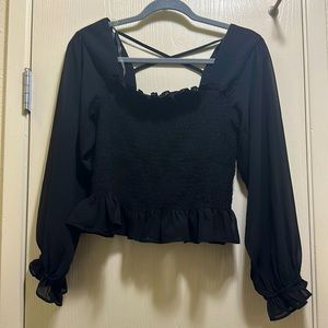 Sheer puff sleeve top